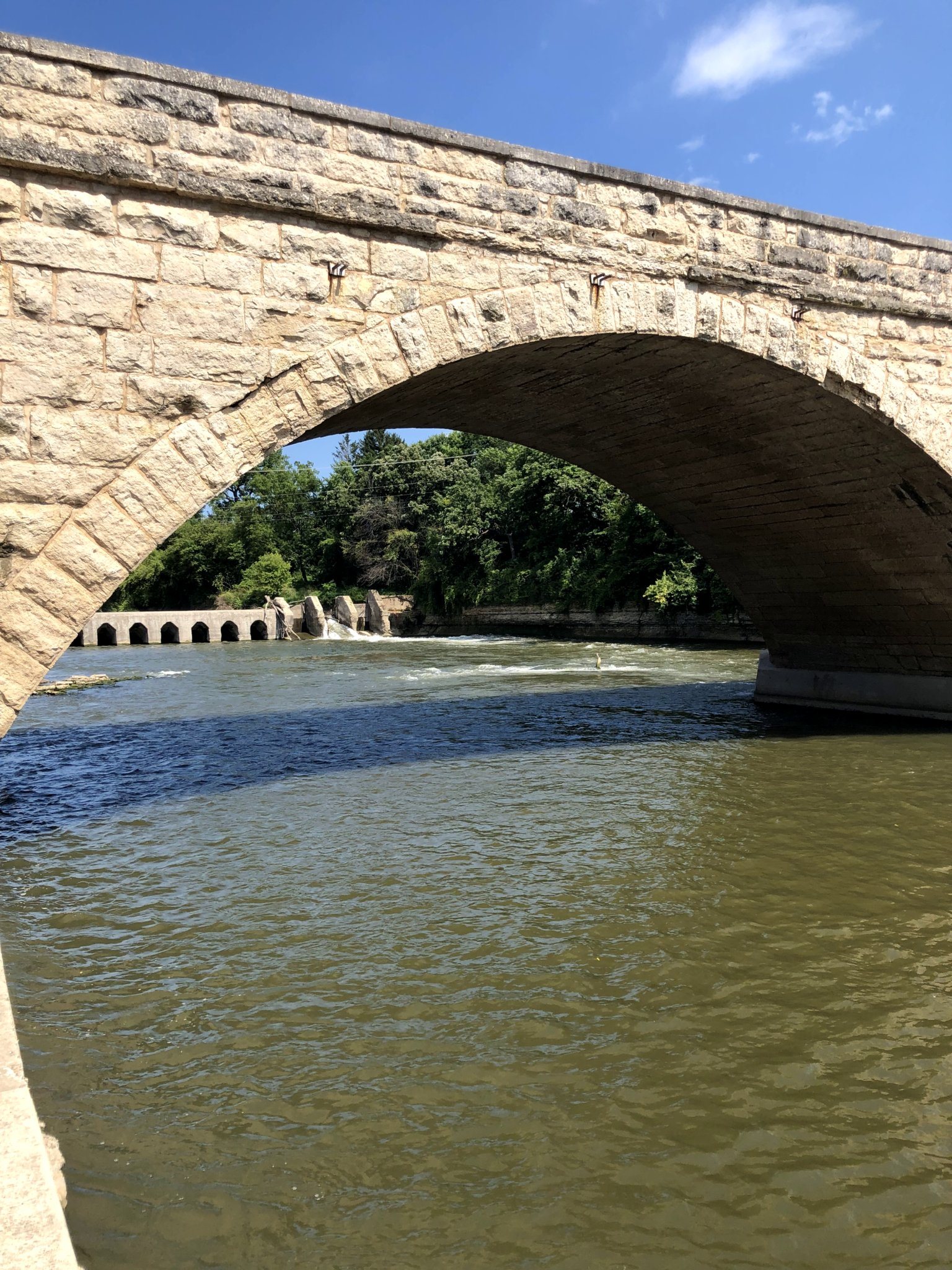 The Keystone Bridge over the Turkey River in summer